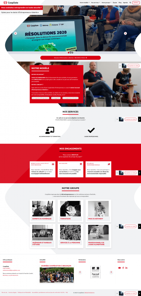 Coopilote site internet - page accueil