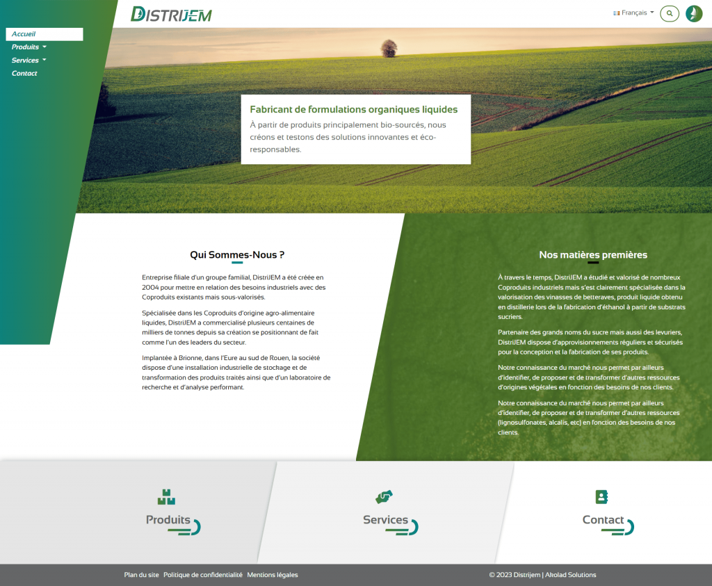 DistriJEM - site internet spécialisé dans les Coproduits d’origine agro-alimentaire liquides 