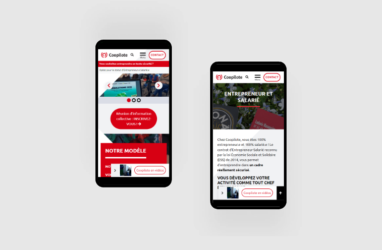 Coopilote - vue sur mobile